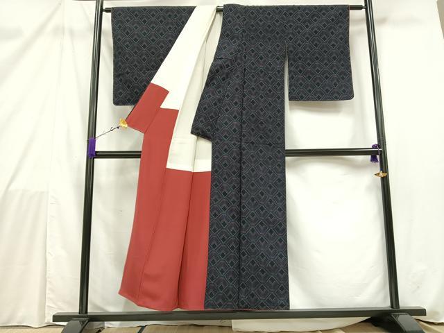 平和屋着物■お召　青海波　正絹　逸品　AABB9471mf