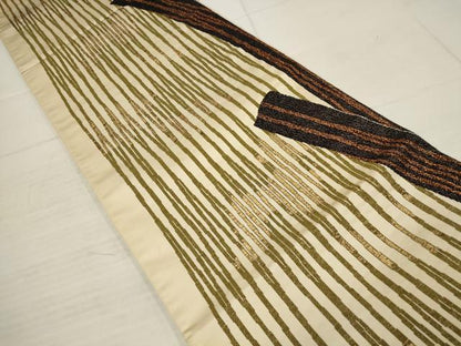 平和屋着物▼六通柄袋帯 間道 金糸 正絹 逸品 AABB9672wj