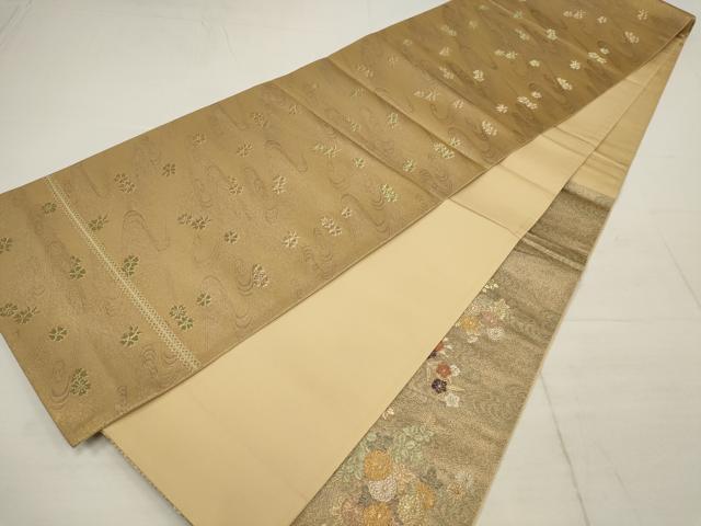 平和屋着物▼太鼓柄袋帯　花蝶文　金糸　正絹　逸品　AABB9719wj