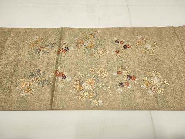 平和屋着物▼太鼓柄袋帯　花蝶文　金糸　正絹　逸品　AABB9719wj