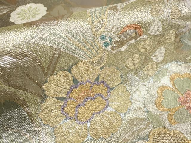 平和屋着物▼六通柄袋帯　花鳥文　金銀糸　正絹　逸品　AABB9783wj