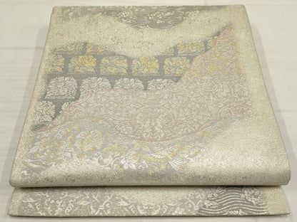 平和屋着物▼六通柄袋帯　道長名物裂文　箔鳳綴　金銀糸　正絹　逸品　AABB9784wj
