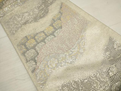 平和屋着物▼六通柄袋帯　道長名物裂文　箔鳳綴　金銀糸　正絹　逸品　AABB9784wj