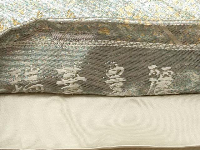 平和屋着物▼六通柄袋帯　瑞華豊麗　草花文　金銀糸　正絹　逸品　AABB9963wj