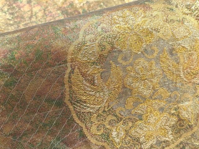 平和屋着物▼六通柄袋帯　吉祥花鳥文　金銀糸　正絹　逸品　AABB9975wj