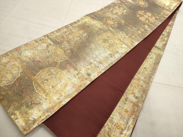 平和屋着物▼六通柄袋帯　吉祥花鳥文　金銀糸　正絹　逸品　AABB9975wj