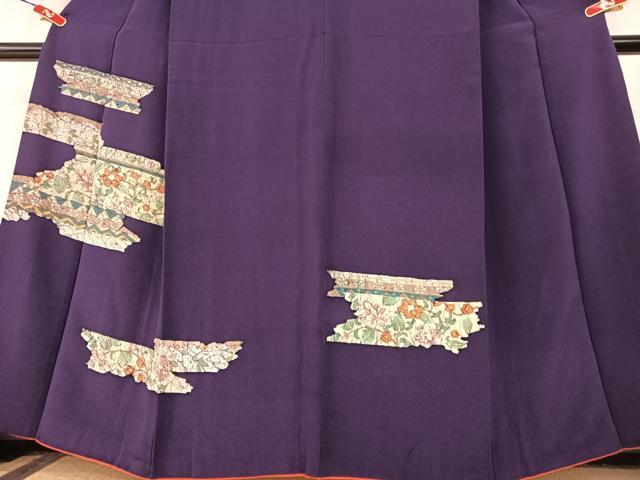 平和屋着物●訪問着 草花文 鬼しぼ縮緬 正絹 逸品 AABC0003zg