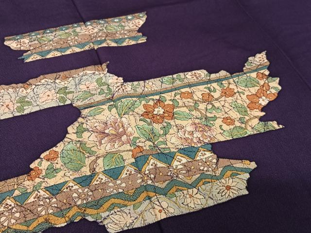 平和屋着物●訪問着 草花文 鬼しぼ縮緬 正絹 逸品 AABC0003zg