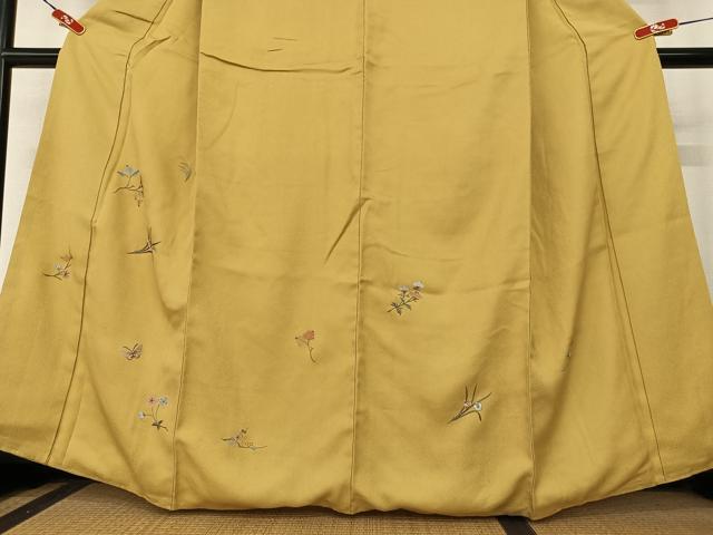 平和屋着物●訪問着 刺繍 花蝶文 正絹 逸品 AABC0005zg