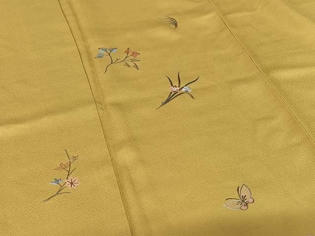 平和屋着物●訪問着 刺繍 花蝶文 正絹 逸品 AABC0005zg