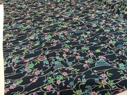 平和屋着物●上質な小紋　型染め　草花籬文　正絹　逸品　AABC0006zg