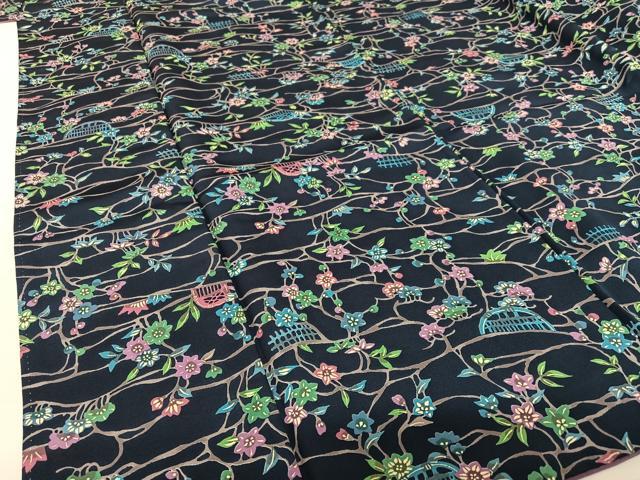 平和屋着物●上質な小紋　型染め　草花籬文　正絹　逸品　AABC0006zg