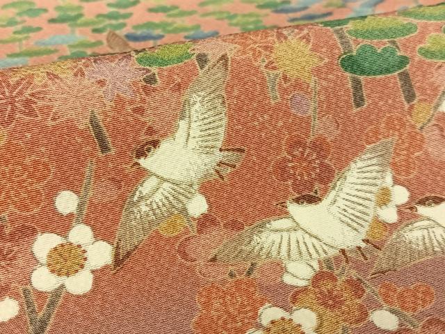 平和屋着物●上質な小紋 飛鳥梅松花文 正絹 逸品 AABC0007zg