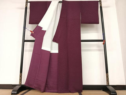 平和屋着物●上質な色無地　花唐草地紋　烏羽色　正絹　逸品　AABC0008zg
