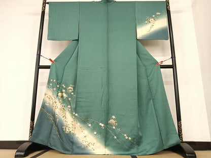 平和屋着物●訪問着 花籠文 暈し染め 銀彩 正絹 逸品 AABC0017zg