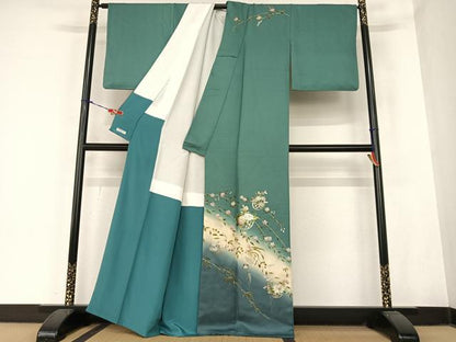 平和屋着物●訪問着 花籠文 暈し染め 銀彩 正絹 逸品 AABC0017zg