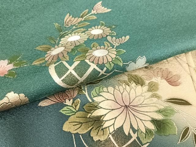 平和屋着物●訪問着 花籠文 暈し染め 銀彩 正絹 逸品 AABC0017zg