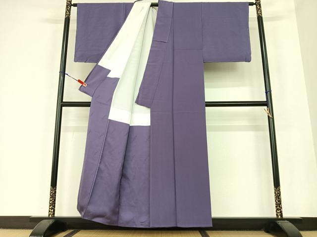 平和屋着物●二代目清次郎 手描き 色無地 深紫色 正絹 逸品 AABC0023zg