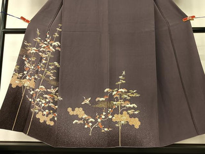 平和屋着物●訪問着　友禅　駒刺繍　松竹梅飛鶴文　暈し染め　金彩　正絹　逸品　AABC0024zg