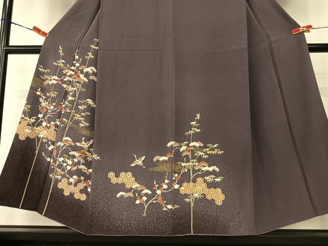 平和屋着物●訪問着　友禅　駒刺繍　松竹梅飛鶴文　暈し染め　金彩　正絹　逸品　AABC0024zg