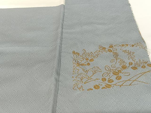 平和屋着物●訪問着　駒刺繍　絞り　草花文　金彩　正絹　逸品　AABC0029zg