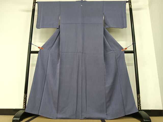 平和屋着物●上質な色無地　舞花地紋　深紫色　正絹　逸品　AABC0030zg
