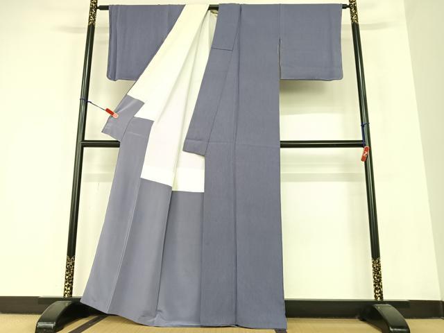 平和屋着物●上質な色無地　舞花地紋　深紫色　正絹　逸品　AABC0030zg