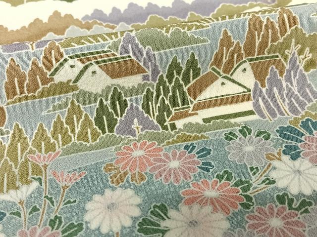 平和屋着物●訪問着　風景草花文　暈し染め　正絹　逸品　AABC0038zg