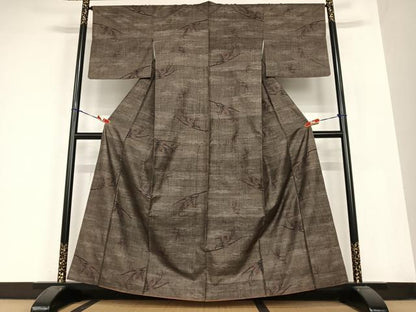 平和屋着物●本場大島紬 泥染め カタス9マルキ 枝葉文 正絹 逸品 AABC0039zg
