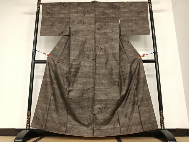 平和屋着物●本場大島紬 泥染め カタス9マルキ 枝葉文 正絹 逸品 AABC0039zg