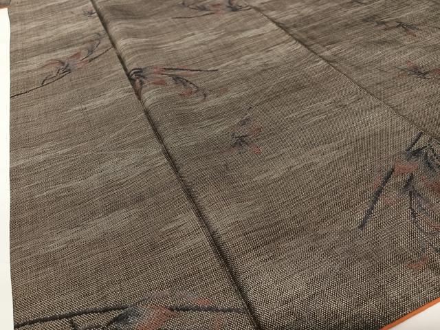 平和屋着物●本場大島紬 泥染め カタス9マルキ 枝葉文 正絹 逸品 AABC0039zg