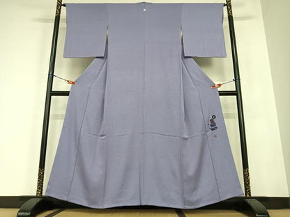 平和屋着物●上質な色無地　作家物　紫苑色　正絹　逸品　AABC0040zg