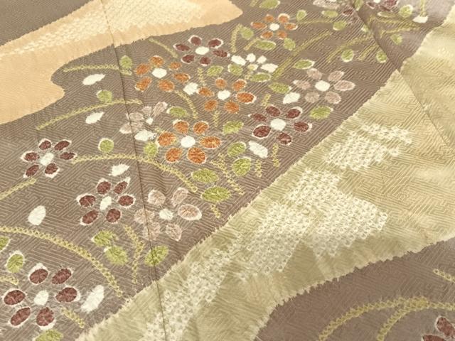 平和屋着物●訪問着 絞り 草花文 金彩 正絹 逸品 AABC0046zg