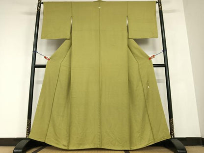 平和屋着物●本草木染作家　瑞寶　色無地　唐草地紋　 璃寛茶色　正絹　逸品　AABC0047zg