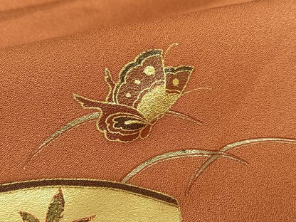 平和屋着物●訪問着 花蝶絵巻文 山車 暈し染め 金彩 ロング丈 正絹 逸品 AABC0050zg