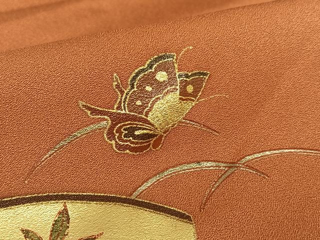平和屋着物●訪問着 花蝶絵巻文 山車 暈し染め 金彩 ロング丈 正絹 逸品 AABC0050zg