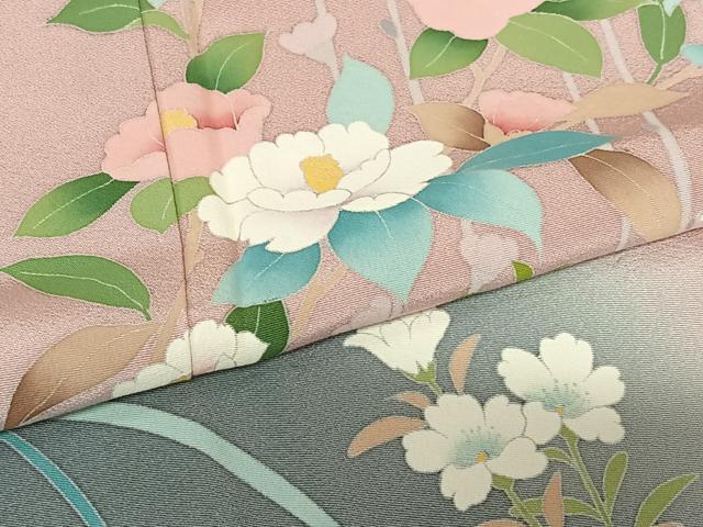 平和屋着物●訪問着 友禅 作家物 河美 草花文 暈し染め 正絹 逸品 AABC0057zg