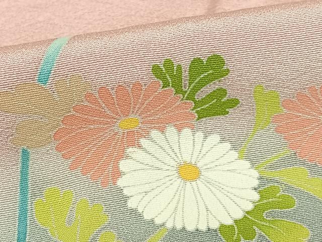 平和屋着物●訪問着 友禅 作家物 河美 草花文 暈し染め 正絹 逸品 AABC0057zg
