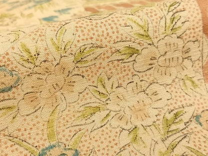 平和屋着物●上質な小紋　紬地　手描き　切嵌人物風景花文　正絹　逸品　AABC0060zg