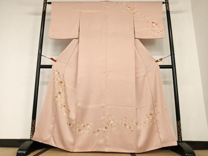 平和屋着物●訪問着 友禅 刺繍 枝垂れ花文 金彩 正絹 逸品 AABC0066zg