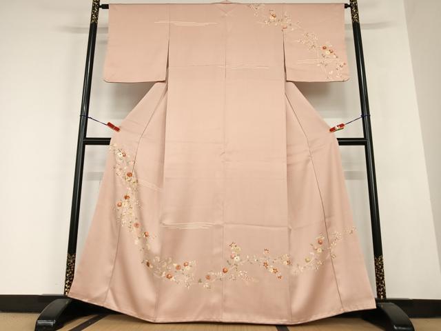 平和屋着物●訪問着 友禅 刺繍 枝垂れ花文 金彩 正絹 逸品 AABC0066zg
