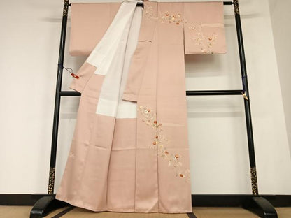平和屋着物●訪問着 友禅 刺繍 枝垂れ花文 金彩 正絹 逸品 AABC0066zg