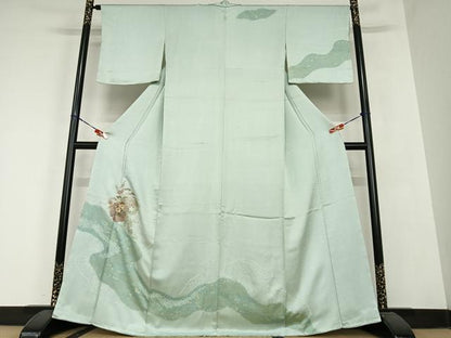 平和屋着物●訪問着 駒刺繍 絞り 梅松花文 金彩 松坂屋扱い 正絹 逸品 AABC0068zg