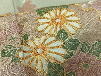 平和屋着物●訪問着 駒刺繍 絞り 梅松花文 金彩 松坂屋扱い 正絹 逸品 AABC0068zg