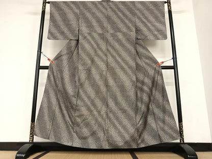 平和屋着物●本場染大島紬　霞文　黒地　正絹　逸品　AABC0070zg