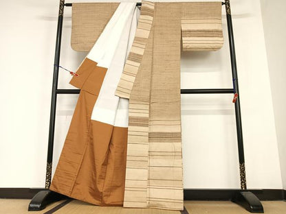 平和屋着物●京の名門　じゅらく謹製　訪問着　作家物　横段文　正絹　逸品　AABC0074zg