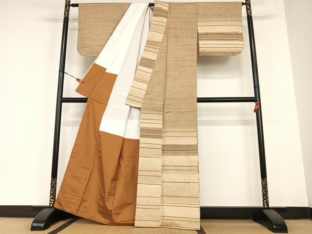 平和屋着物●京の名門　じゅらく謹製　訪問着　作家物　横段文　正絹　逸品　AABC0074zg