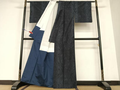 平和屋着物●上質な紬 草木文 正絹 逸品 未使用 AABC0075zg