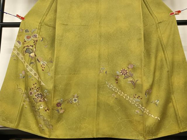 平和屋着物●訪問着　作家物　花鳥唐草文　暈し染め　金彩　正絹　逸品　AABC0077zg