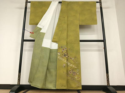 平和屋着物●訪問着　作家物　花鳥唐草文　暈し染め　金彩　正絹　逸品　AABC0077zg